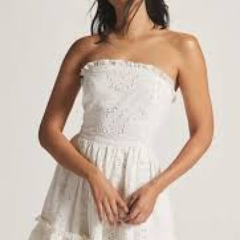Anthropologie Forever That Girl Ruffle Tube Mini Dress White XS Strapless - Picture 1 of 5